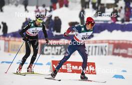 21.02.2016, Lahti, Finland (FIN): Ueli Schnider (SUI), Noah Hoffman (USA), (l-r)  - FIS world cup cross-country, skiathlon men, Lahti (FIN). www.nordicfocus.com. © Felgenhauer/NordicFocus. Every downloaded picture is fee-liable.