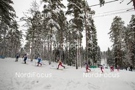 21.02.2016, Lahti, Finland (FIN): a group of skiers in an uphill - FIS world cup cross-country, skiathlon men, Lahti (FIN). www.nordicfocus.com. © Laiho/NordicFocus. Every downloaded picture is fee-liable.