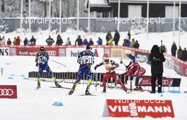 21.02.2016, Lahti, Finland (FIN): Jean Marc Gaillard (FRA), Maurice Manificat (FRA), Martin Johnsrud Sundby (NOR), (l-r)  - FIS world cup cross-country, skiathlon men, Lahti (FIN). www.nordicfocus.com. © Felgenhauer/NordicFocus. Every downloaded picture is fee-liable.