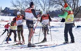 29.02.2016, Gatineau, Canada (CAN): Jonas Dobler (GER), Andreas Katz (GER), Sebastian Eisenlauer (GER) getting last informations from Janko Neuber (GER)   - FIS world cup cross-country, training, Gatineau (CAN). www.nordicfocus.com. © Felgenhauer/NordicFocus. Every downloaded picture is fee-liable.