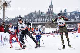 01.03.2016, Gatineau, Canada (CAN): Niklas Dyrhaug (NOR), Jovian Hediger (SUI), Richard Jouve (FRA), Sebastian Eisenlauer (GER), (l-r)  - FIS world cup cross-country, individual sprint, Gatineau (CAN). www.nordicfocus.com. © Felgenhauer/NordicFocus. Every downloaded picture is fee-liable.