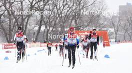 02.03.2016, Montreal, Canada (CAN): Forerunners in snowfall   - FIS world cup cross-country, mass men, Montreal (CAN). www.nordicfocus.com. © Felgenhauer/NordicFocus. Every downloaded picture is fee-liable.