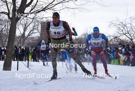 02.03.2016, Montreal, Canada (CAN): Andreas Katz (GER), Maxim Vylegzhanin (RUS), (l-r)  - FIS world cup cross-country, mass men, Montreal (CAN). www.nordicfocus.com. © Felgenhauer/NordicFocus. Every downloaded picture is fee-liable.