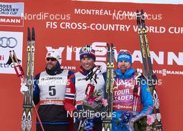 02.03.2016, Montreal, Canada (CAN): Petter Northug (NOR), Emil Iversen (NOR), Sergey Ustiugov (RUS), (l-r) - FIS world cup cross-country, mass men, Montreal (CAN). www.nordicfocus.com. © Felgenhauer/NordicFocus. Every downloaded picture is fee-liable.