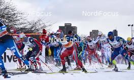 02.03.2016, Montreal, Canada (CAN): Federico Pellegrino (ITA), Martin Johnsrud Sundby (NOR), (l-r)  - FIS world cup cross-country, mass men, Montreal (CAN). www.nordicfocus.com. © Felgenhauer/NordicFocus. Every downloaded picture is fee-liable.