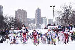 02.03.2016, Montreal, Canada (CAN): Ida Ingemarsdotter (SWE), Ingvild Flugstad Oestberg (NOR), Maiken Caspersen Falla (NOR), Stina Nilsson (SWE), Heidi Weng (NOR), (l-r)  - FIS world cup cross-country, mass women, Montreal (CAN). www.nordicfocus.com. © Felgenhauer/NordicFocus. Every downloaded picture is fee-liable.
