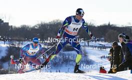 05.03.2016, Quebec, Canada (CAN): Evgeniy Belov (RUS), Maurice Manificat (FRA), (l-r)  - FIS world cup cross-country, pursuit men, Quebec (CAN). www.nordicfocus.com. © Felgenhauer/NordicFocus. Every downloaded picture is fee-liable.