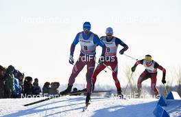05.03.2016, Quebec, Canada (CAN): Andrey Larkov (RUS), Didrik Toenseth (NOR), Bernhard Tritscher (AUT), (l-r)  - FIS world cup cross-country, pursuit men, Quebec (CAN). www.nordicfocus.com. © Felgenhauer/NordicFocus. Every downloaded picture is fee-liable.