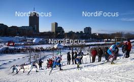 05.03.2016, Quebec, Canada (CAN): athletes in the very steep uphill   - FIS world cup cross-country, pursuit men, Quebec (CAN). www.nordicfocus.com. © Felgenhauer/NordicFocus. Every downloaded picture is fee-liable.