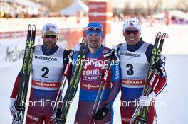 05.03.2016, Quebec, Canada (CAN): Petter Northug (NOR), Sergey Ustiugov (RUS), Emil Iversen (NOR), (l-r)  - FIS world cup cross-country, pursuit men, Quebec (CAN). www.nordicfocus.com. © Felgenhauer/NordicFocus. Every downloaded picture is fee-liable.