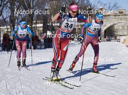 05.03.2016, Quebec, Canada (CAN): Daria Storozhilova (RUS), Kari Oeyre Slind (NOR), Polina Kalsina (RUS), (l-r)  - FIS world cup cross-country, pursuit women, Quebec (CAN). www.nordicfocus.com. © Felgenhauer/NordicFocus. Every downloaded picture is fee-liable.