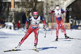 05.03.2016, Quebec, Canada (CAN): Maiken Caspersen Falla (NOR), Astrid Uhrenholdt Jacobsen (NOR), (l-r)  - FIS world cup cross-country, pursuit women, Quebec (CAN). www.nordicfocus.com. © Felgenhauer/NordicFocus. Every downloaded picture is fee-liable.