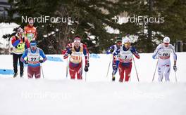 08.03.2016, Canmore, Canada (CAN): Maxim Vylegzhanin (RUS), Martin Johnsrud Sundby (NOR), Didrik Toenseth (NOR), Oskar Svensson (SWE), (l-r)  - FIS world cup cross-country, individual sprint, Canmore (CAN). www.nordicfocus.com. © Felgenhauer/NordicFocus. Every downloaded picture is fee-liable.