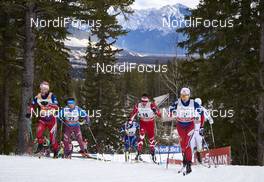 08.03.2016, Canmore, Canada (CAN): Martin Johnsrud Sundby (NOR), Maxim Vylegzhanin (RUS), Alex Harvey (CAN), Didrik Toenseth (NOR), (l-r)  - FIS world cup cross-country, individual sprint, Canmore (CAN). www.nordicfocus.com. © Felgenhauer/NordicFocus. Every downloaded picture is fee-liable.