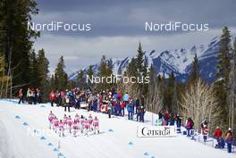 08.03.2016, Canmore, Canada (CAN): fast and female forerunners up the hill   - FIS world cup cross-country, individual sprint, Canmore (CAN). www.nordicfocus.com. © Felgenhauer/NordicFocus. Every downloaded picture is fee-liable.
