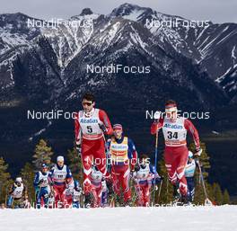 09.03.2016, Canmore, Canada (CAN): Alex Harvey (CAN), Martin Johnsrud Sundby (NOR), Ivan Babikov (CAN), (l-r)  - FIS world cup cross-country, skiathlon men, Canmore (CAN). www.nordicfocus.com. © Felgenhauer/NordicFocus. Every downloaded picture is fee-liable.