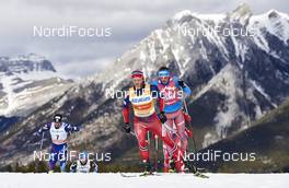 09.03.2016, Canmore, Canada (CAN): Maurice Manificat (FRA), Martin Johnsrud Sundby (NOR), Sergey Ustiugov (RUS), (l-r)  - FIS world cup cross-country, skiathlon men, Canmore (CAN). www.nordicfocus.com. © Felgenhauer/NordicFocus. Every downloaded picture is fee-liable.