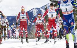 09.03.2016, Canmore, Canada (CAN): Graeme Killick (CAN), Devon Kershaw (CAN), Alex Harvey (CAN), (l-r)  - FIS world cup cross-country, skiathlon men, Canmore (CAN). www.nordicfocus.com. © Felgenhauer/NordicFocus. Every downloaded picture is fee-liable.