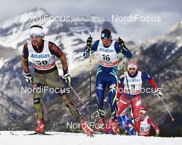 09.03.2016, Canmore, Canada (CAN): Jonas Dobler (GER), Alexey Poltoranin (KAZ), Niklas Dyrhaug (NOR), (l-r)  - FIS world cup cross-country, skiathlon men, Canmore (CAN). www.nordicfocus.com. © Felgenhauer/NordicFocus. Every downloaded picture is fee-liable.
