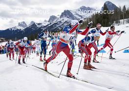 09.03.2016, Canmore, Canada (CAN): Hans Christer Holund (NOR), Alexey Poltoranin (KAZ), Finn Haagen Krogh (NOR), Alex Harvey (CAN), (l-r)  - FIS world cup cross-country, skiathlon men, Canmore (CAN). www.nordicfocus.com. © Felgenhauer/NordicFocus. Every downloaded picture is fee-liable.
