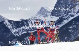 09.03.2016, Canmore, Canada (CAN): Niklas Dyrhaug (NOR), Emil Iversen (NOR), (l-r)  - FIS world cup cross-country, skiathlon men, Canmore (CAN). www.nordicfocus.com. © Felgenhauer/NordicFocus. Every downloaded picture is fee-liable.
