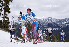 09.03.2016, Canmore, Canada (CAN): Federico Pellegrino (ITA), Marcus Hellner (SWE), Alexander Bessmertnykh (RUS), (l-r)  - FIS world cup cross-country, skiathlon men, Canmore (CAN). www.nordicfocus.com. © Felgenhauer/NordicFocus. Every downloaded picture is fee-liable.