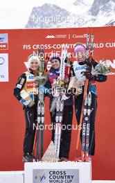 09.03.2016, Canmore, Canada (CAN): Therese Johaug (NOR), Heidi Weng (NOR), Astrid Uhrenholdt Jacobsen (NOR), (l-r) - FIS world cup cross-country, skiathlon women, Canmore (CAN). www.nordicfocus.com. © Felgenhauer/NordicFocus. Every downloaded picture is fee-liable.