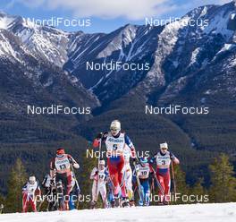 09.03.2016, Canmore, Canada (CAN): Justyna Kowalczyk (POL), Ingvild Flugstad Oestberg (NOR), Kerttu Niskanen (FIN), Astrid Uhrenholdt Jacobsen (NOR), (l-r)  - FIS world cup cross-country, skiathlon women, Canmore (CAN). www.nordicfocus.com. © Felgenhauer/NordicFocus. Every downloaded picture is fee-liable.