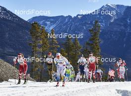 09.03.2016, Canmore, Canada (CAN): Katherine Stewart-Jones (CAN), Hanna Kolb (GER), Hanna Falk (SWE), Maya Macisaac-Jones (CAN), Olivia Bouffard-Nesbitt (CAN), (l-r)  - FIS world cup cross-country, skiathlon women, Canmore (CAN). www.nordicfocus.com. © Felgenhauer/NordicFocus. Every downloaded picture is fee-liable.