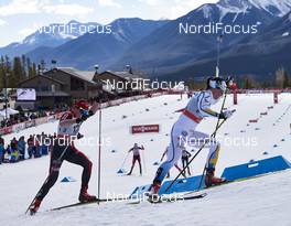09.03.2016, Canmore, Canada (CAN): Justyna Kowalczyk (POL), Charlotte Kalla (SWE), (l-r)  - FIS world cup cross-country, skiathlon women, Canmore (CAN). www.nordicfocus.com. © Felgenhauer/NordicFocus. Every downloaded picture is fee-liable.