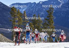 09.03.2016, Canmore, Canada (CAN): Justyna Kowalczyk (POL), Kerttu Niskanen (FIN), Ingvild Flugstad Oestberg (NOR), Charlotte Kalla (SWE), (l-r)  - FIS world cup cross-country, skiathlon women, Canmore (CAN). www.nordicfocus.com. © Felgenhauer/NordicFocus. Every downloaded picture is fee-liable.