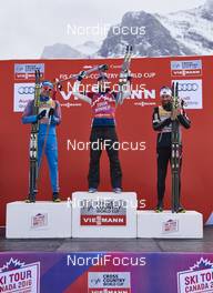 12.03.2016, Canmore, Canada (CAN): Sergey Ustiugov (RUS), Martin Johnsrud Sundby (NOR), Petter Northug (NOR), (l-r) - FIS world cup cross-country, pursuit men, Canmore (CAN). www.nordicfocus.com. © Felgenhauer/NordicFocus. Every downloaded picture is fee-liable.
