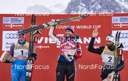 12.03.2016, Canmore, Canada (CAN): Sergey Ustiugov (RUS), Martin Johnsrud Sundby (NOR), Petter Northug (NOR), (l-r) - FIS world cup cross-country, pursuit men, Canmore (CAN). www.nordicfocus.com. © Felgenhauer/NordicFocus. Every downloaded picture is fee-liable.