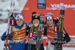 03.12.2016, Lillehammer, Norway (NOR): Heidi Weng (NOR), Jessica Diggins (USA), Marit Bjoergen (NOR) - FIS world cup cross-country, 5km women, Lillehammer (NOR). www.nordicfocus.com. © THIBAUT/NordicFocus. Every downloaded picture is fee-liable.