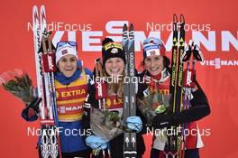 03.12.2016, Lillehammer, Norway (NOR): Heidi Weng (NOR), Jessica Diggins (USA), Marit Bjoergen (NOR), (l-r) - FIS world cup cross-country, 5km women, Lillehammer (NOR). www.nordicfocus.com. © THIBAUT/NordicFocus. Every downloaded picture is fee-liable.