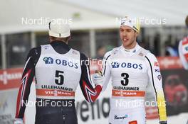04.12.2016, Lillehammer, Norway (NOR): Emil Iversen (NOR), Marcus Hellner (SWE) - FIS world cup cross-country, pursuit men, Lillehammer (NOR). www.nordicfocus.com. © THIBAUT/NordicFocus. Every downloaded picture is fee-liable.