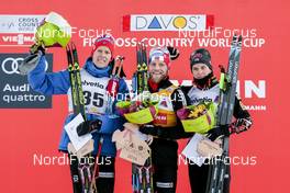10.12.2016, Davos, Switzerland (SUI): Anders Gloeersen (NOR), Martin Johnsrud Sundby (NOR), Matti Heikkinen (FIN), (l-r) - FIS world cup cross-country, 30km men, Davos (SUI). www.nordicfocus.com. © Modica/NordicFocus. Every downloaded picture is fee-liable.