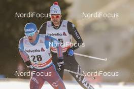 10.12.2016, Davos, Switzerland (SUI): Andrey Melnichenko (RUS), Sergio Rigoni (ITA), (l-r)  - FIS world cup cross-country, 30km men, Davos (SUI). www.nordicfocus.com. © Modica/NordicFocus. Every downloaded picture is fee-liable.