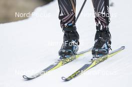 11.12.2016, Davos, Switzerland (SUI): Fischer and salomon detail   - FIS world cup cross-country, individual sprint, Davos (SUI). www.nordicfocus.com. © Modica/NordicFocus. Every downloaded picture is fee-liable.