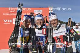 18.12.2016, La Clusaz, France (FRA): Jean Marc Gaillard (FRA), Alexis Jeannerod (FRA), Maurice Manificat (FRA) - FIS world cup cross-country, 4x7.5km men, La Clusaz (FRA). www.nordicfocus.com. © Thibaut/NordicFocus. Every downloaded picture is fee-liable.