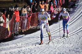 18.12.2016, La Clusaz, France (FRA): Stina Nilsson (SWE), Anne Kylloenen (FIN) - FIS world cup cross-country, 4x5km women, La Clusaz (FRA). www.nordicfocus.com. © Thibaut/NordicFocus. Every downloaded picture is fee-liable.