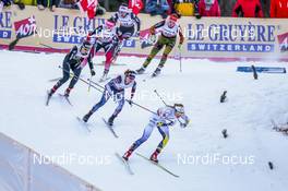 31.12.2016, Val Mustair, Switzerland (SUI): Stina Nilsson (SWE), Jessica Diggins (USA), Laurien Van Der Graaff (SUI), Maiken Caspersen Falla (NOR), Gaia Vuerich (ITA), Hanna Kolb (GER), (l-r)  - FIS world cup cross-country, tour de ski, individual sprint, Val Mustair (SUI). www.nordicfocus.com. © Modica/NordicFocus. Every downloaded picture is fee-liable.