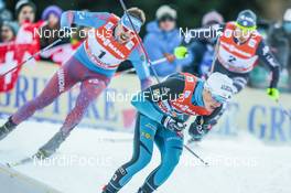 31.12.2016, Val Mustair, Switzerland (SUI): Lucas Chanavat (FRA), Sergey Ustiugov (RUS), Federico Pellegrino (ITA), (l-r)  - FIS world cup cross-country, tour de ski, individual sprint, Val Mustair (SUI). www.nordicfocus.com. © Modica/NordicFocus. Every downloaded picture is fee-liable.