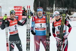 31.12.2016, Val Mustair, Switzerland (SUI): Federico Pellegrino (ITA), Sergey Ustiugov (RUS), Finn Haagen Krogh (NOR), (l-r) - FIS world cup cross-country, tour de ski, individual sprint, Val Mustair (SUI). www.nordicfocus.com. © Modica/NordicFocus. Every downloaded picture is fee-liable.