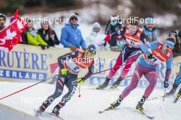31.12.2016, Val Mustair, Switzerland (SUI): Federico Pellegrino (ITA), Emil Iversen (NOR), Sergey Ustiugov (RUS), (l-r)  - FIS world cup cross-country, tour de ski, individual sprint, Val Mustair (SUI). www.nordicfocus.com. © Modica/NordicFocus. Every downloaded picture is fee-liable.