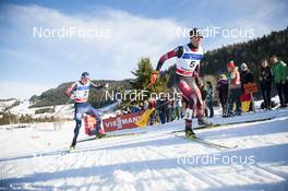 23.01.2016, Chaux-Neuve, France (FRA): Haavard Klemetsen (NOR), Bernhard Gruber (AUT), (l-r)  - FIS world cup nordic combined, individual gundersen HS118/10km, Chaux-Neuve (FRA). www.nordicfocus.com. © Becker/NordicFocus. Every downloaded picture is fee-liable.