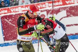 31.01.2016, Seefeld, Austria (AUT): Eric Frenzel (GER), Fabian Riessle (GER), (l-r)  - FIS world cup nordic combined, individual gundersen HS109/10km, Seefeld (AUT). www.nordicfocus.com. © Modica/NordicFocus. Every downloaded picture is fee-liable.