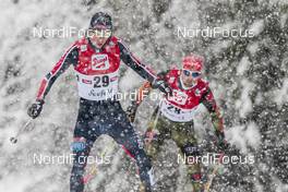 31.01.2016, Seefeld, Austria (AUT): Mikko Kokslien (NOR), Bjoern Kircheisen (GER), (l-r)  - FIS world cup nordic combined, individual gundersen HS109/10km, Seefeld (AUT). www.nordicfocus.com. © Modica/NordicFocus. Every downloaded picture is fee-liable.