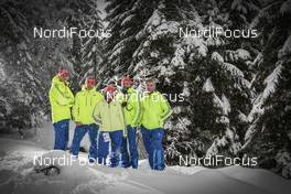 31.01.2016, Seefeld, Austria (AUT): Lasse Ottesen, Guntram Kraus, Silke Tegethof, Jan Rune Grave, Toni Guggemoos (l-r)   - FIS world cup nordic combined, individual gundersen HS109/10km, Seefeld (AUT). www.nordicfocus.com. © Modica/NordicFocus. Every downloaded picture is fee-liable.