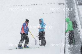 31.01.2016, Seefeld, Austria (AUT): Coaches and hill's technicians speaks about the condition of the jumping hill and the possibility to jump   - FIS world cup nordic combined, individual gundersen HS109/15km, Seefeld (AUT). www.nordicfocus.com. © Modica/NordicFocus. Every downloaded picture is fee-liable.